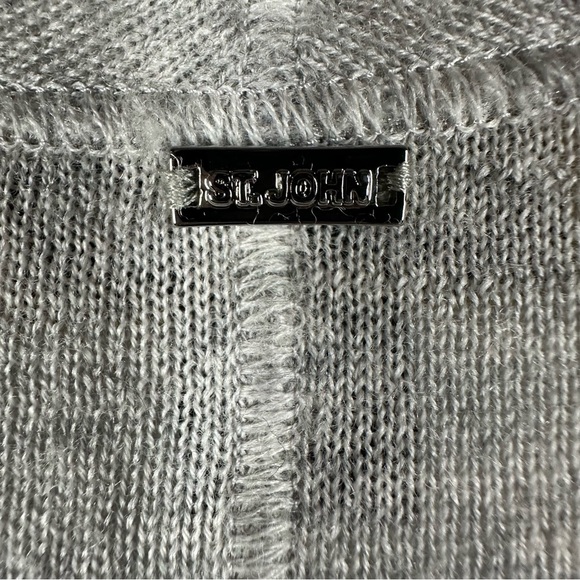 St. John Cardigan Sweater Jacket Women's P (XS) Gray Open Front Knit‎ Wool Trim - Picture 3 of 9